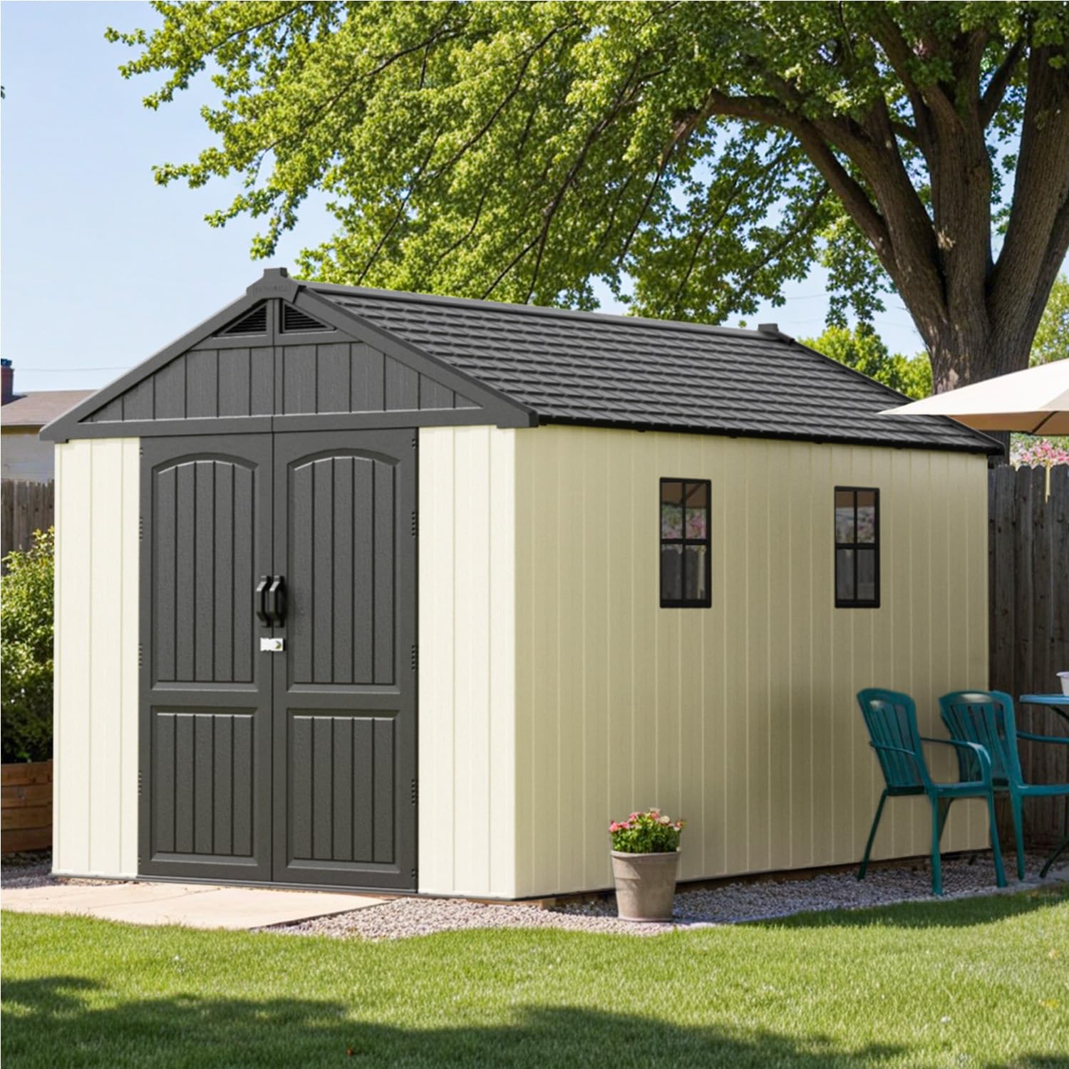 Amazon.com : Patiolife 8x12 FT Resin Outdoor Storage Shed with